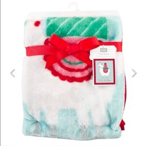 Fa La La Llama Plush Baby Blanket Christmas